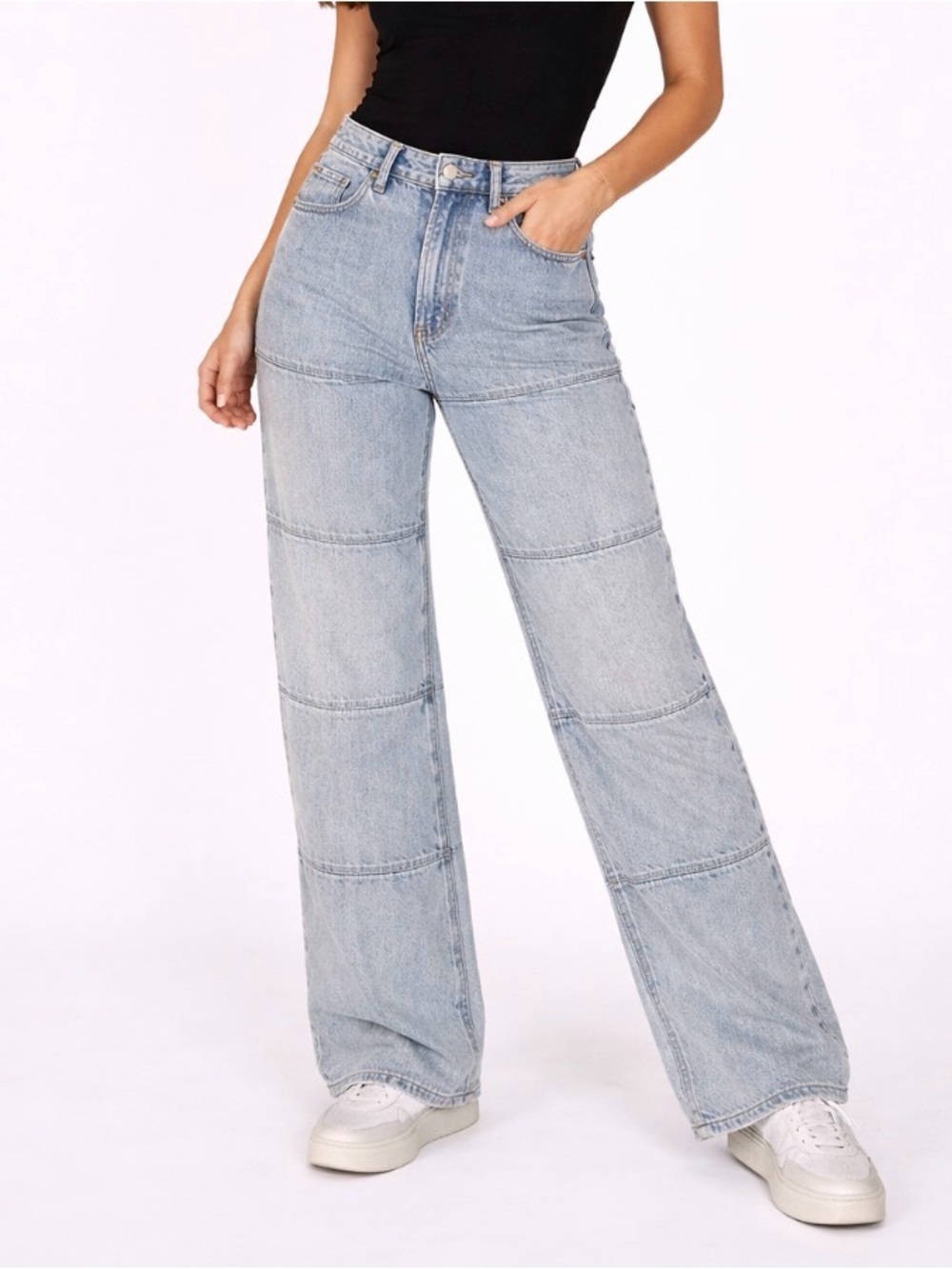 PacSun Paneled straight leg jean light wash Tech pant SZ 26"